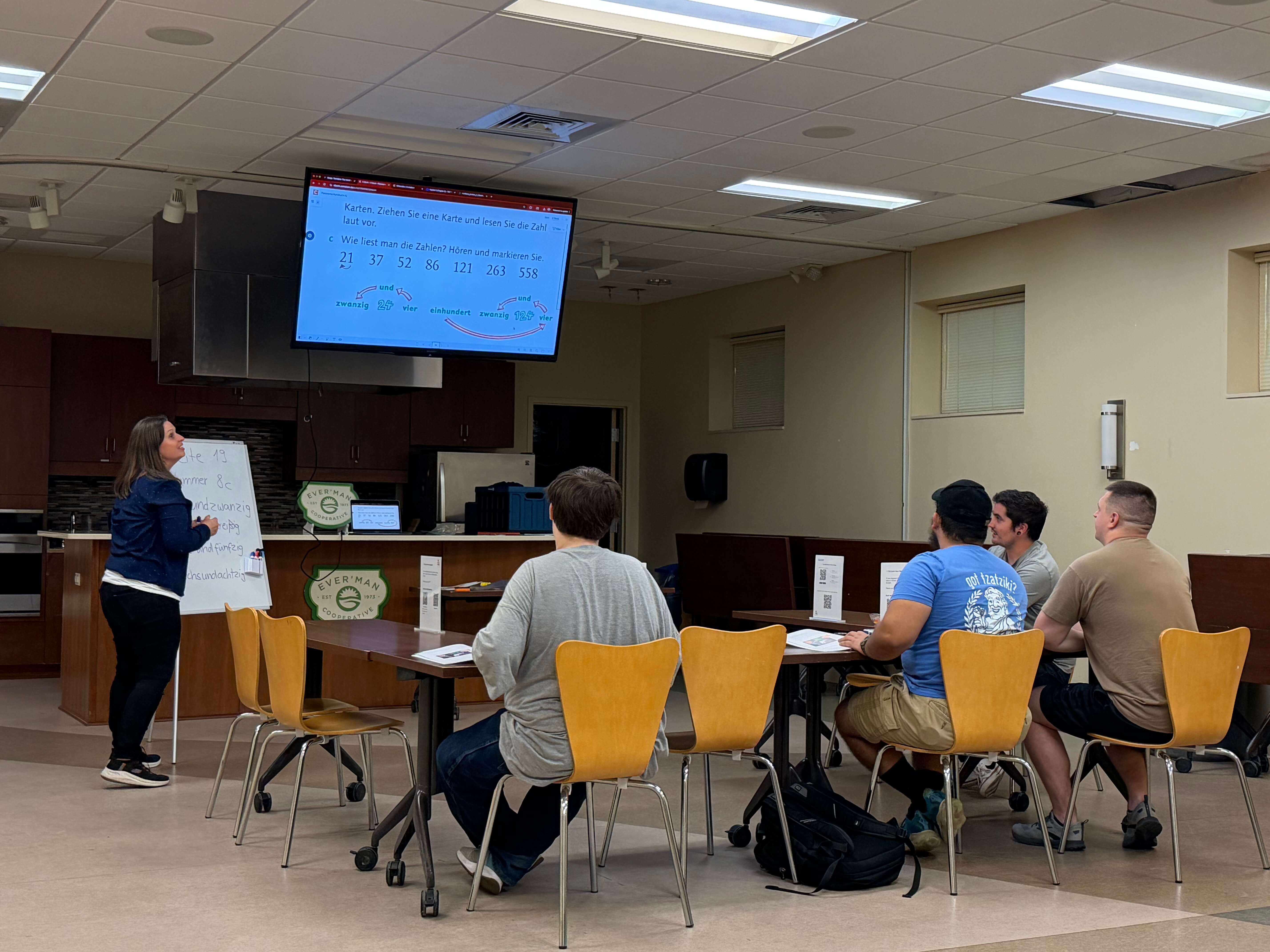 Gesa teaching a German group class at Ever’man’s Educational Center in Pensacola.