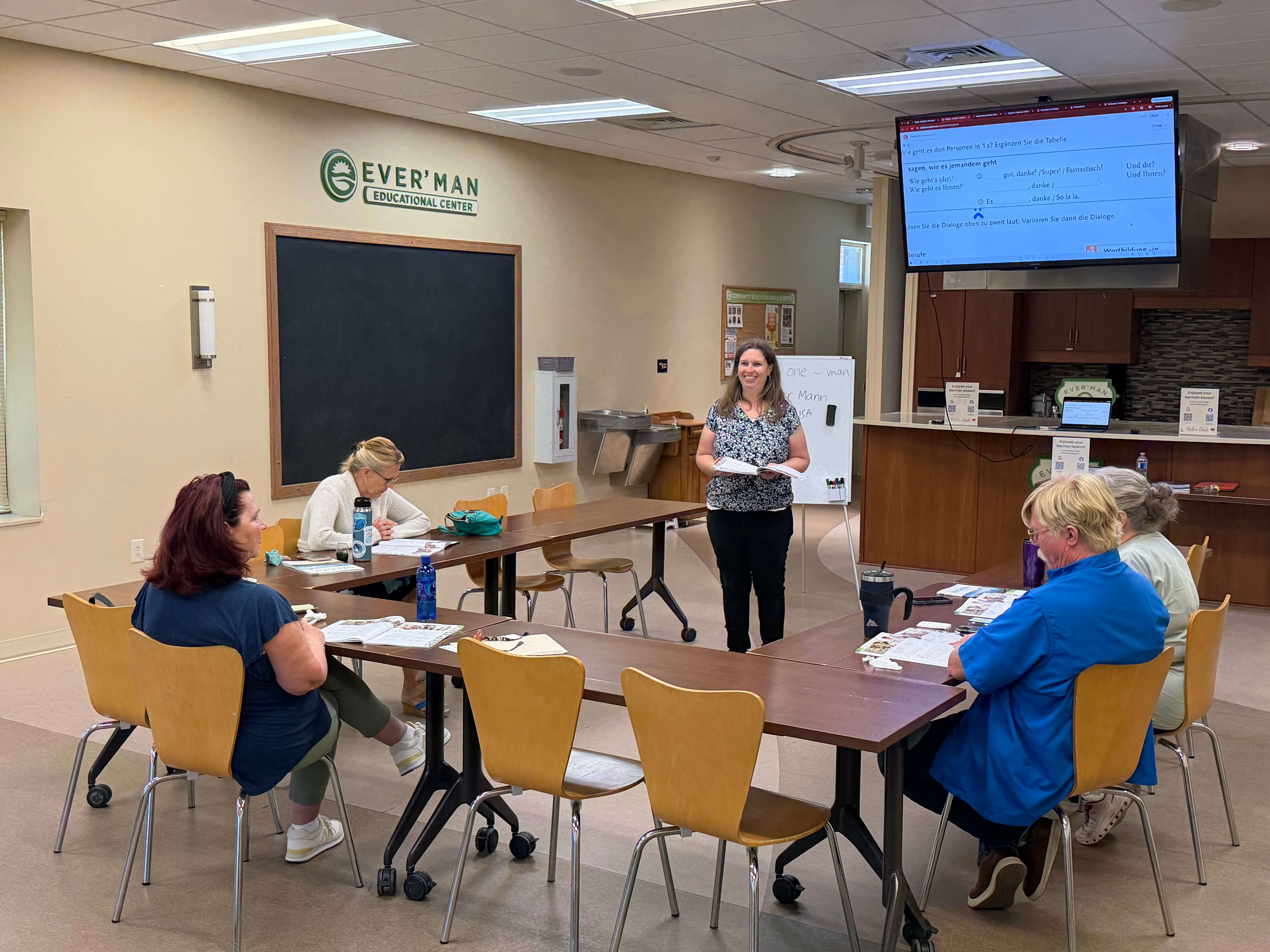 Adult German class in Pensacola at Everman's Educational Center with German teacher Gesa from German4FUN